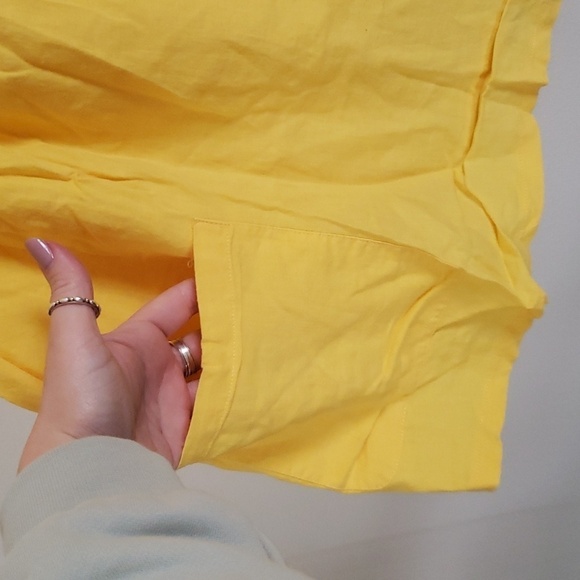 Sandro yellow linen rayon summer collared tank button front airy blouse women L - Picture 6 of 7